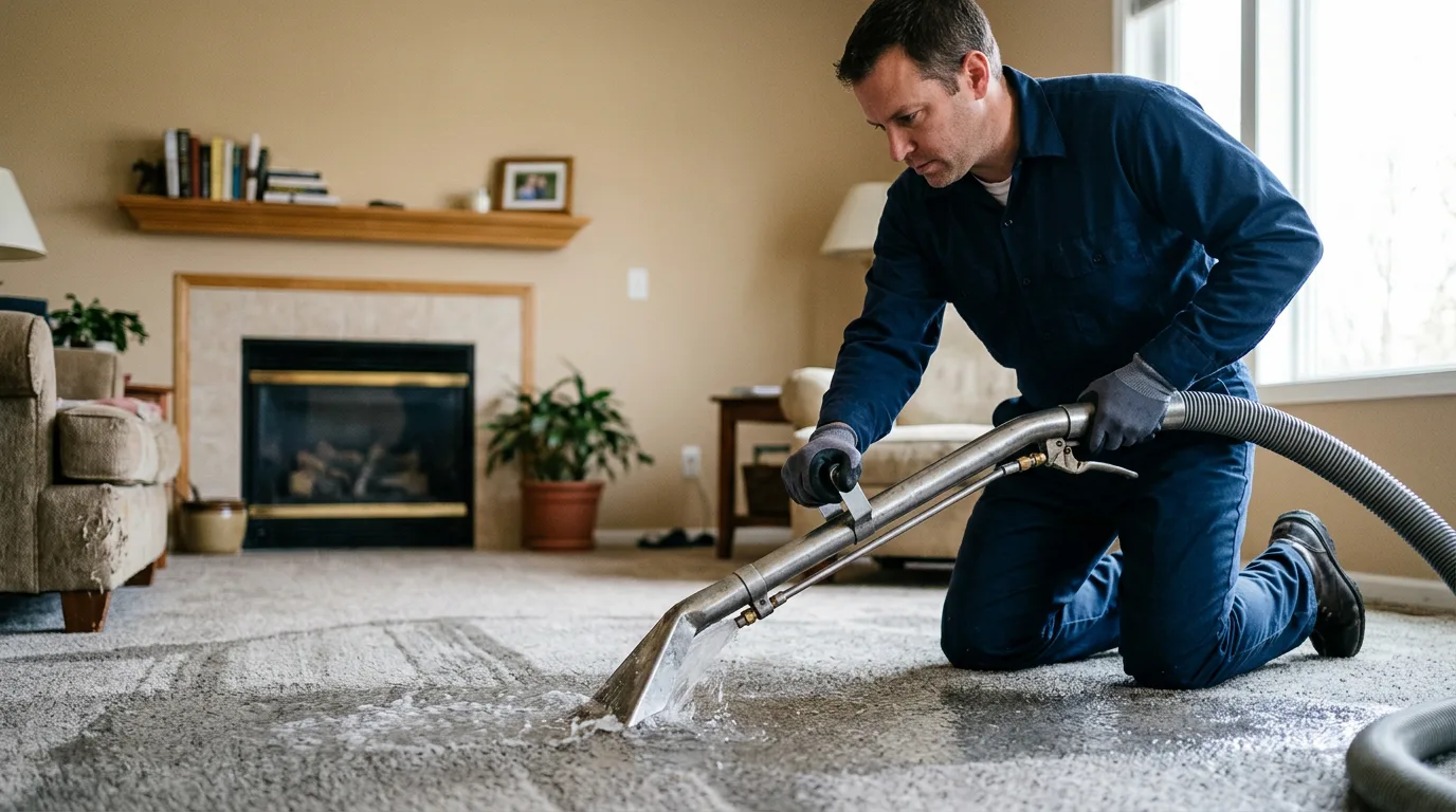 Water damage restoration technician working near Dollar Bay, MI